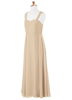 Azazie Simoan Junior Abito A-Line in Chiffon Scollo a Cuore Champagne image6