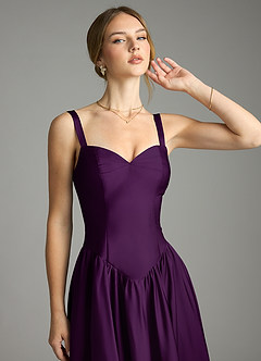 Azazie Evadina Suknie dla druhen Linia A Gorset Satyna elastyczna Do ziemi Sukienka image5