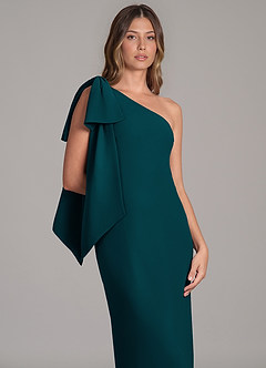 Azazie Capri Bridesmaid Dresses Pine A-Line One Shoulder Chiffon Dress image7