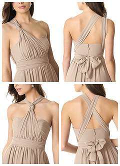 Azazie Olani Bridesmaid Dresses Taupe A-Line One Shoulder Chiffon Convertible Dress image7