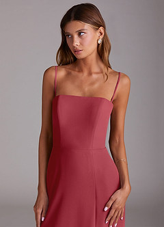 Azazie Wren Vestidos de madrinha de casamento Vestido Romã de Chiffon de Linha A com Sem alças image2