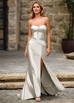 Moondust White Corset Prom Dress image3