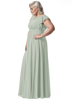 Azazie Daphne Modest Bridesmaid Dresses A-Line Ruffled Chiffon Floor-Length Dress image51