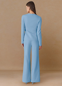 front Elara Hemelsblauw Verfijnd geweven, getailleerde blazer