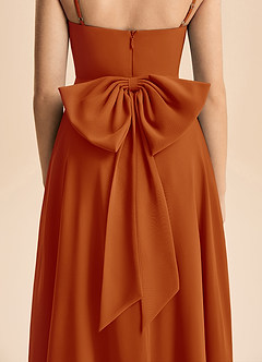 Azazie Bear Junior Paprika A-Line Pleated Chiffon Dress image7