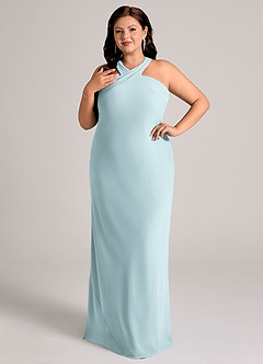 Azazie Doretta Bridesmaid Dresses Mist Mermaid Pleated Chiffon Dress image9