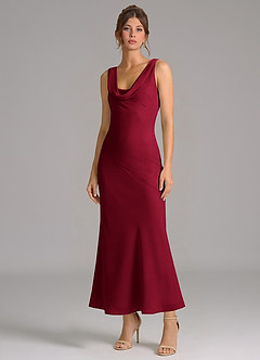 Azazie Rylina 신부 들러리 드레스 인어 주름진 쉬폰 발목 길이 드레스 image3