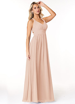Azazie Ashia Brautjungfernkleider A-Linie Plissee Chiffon Kleid Englisches Rosa image4
