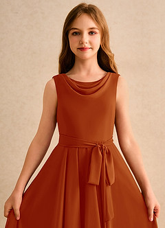 Azazie Wonderland Junior Formal vestidos de niña de las flores Vestido de Pimenton de Gasa de Corte En A con Plisado image6