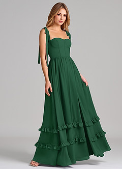 Azazie Anastacia Bridesmaid Dresses Dark Green A-Line Sweetheart Neckline Chiffon Dress image4