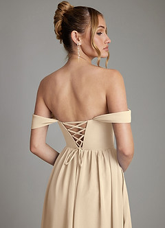 Azazie Caterina Bridesmaid Dresses Champagne A-Line Corset Chiffon Dress image7