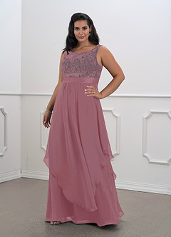 Azazie Xella Mother of the Bride Dresses Vintage Mauve A-Line Lace Chiffon Dress image7
