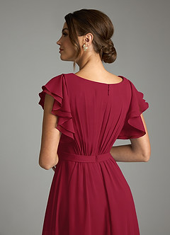 Azazie Daphne vestidos de dama de honor modestos Vestido de Corte en A Volantes Hasta el suelo Gasa image6