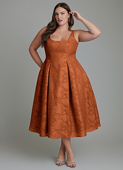 Azazie Amalie Brautjungfernkleider A-Linie Plissee Blumen-Burnout Kleid Gebranntes Orange image9