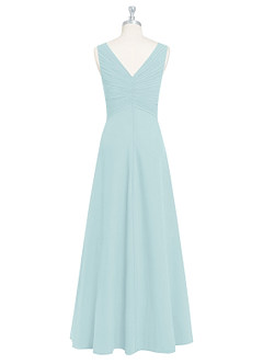 Azazie Flora Bridesmaid Dresses Sea Glass A-Line Pleated Chiffon Dress image8