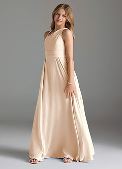 Azazie Dallas Junior A-Linie Plissee Chiffon Kleid Alabaster Weiß image4