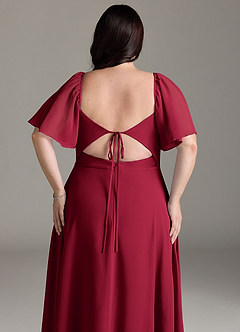 Azazie Chloe Bridesmaid Dresses Burgundy A-Line Sweetheart Neckline Chiffon Dress image13