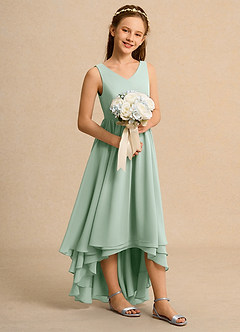 Azazie Kitten Girl vestidos de niña de las flores Vestido de Agave de Gasa de Corte En A image3