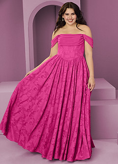 Barbie ♥ Azazie Bridesmaid Dresses Barbie Pink A-Line Off the Shoulder Floral Burnout Convertible Dress image7