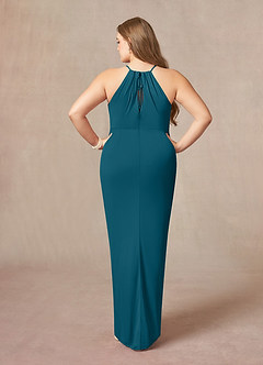 Azazie Hadid vestidos de madre de la novia Vestido de Azul Tinta de Malla de Recto con Plisado image8