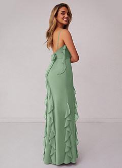 Barbie ♥ Azazie Bridesmaid Dresses Matcha Sheath Bow Chiffon Dress image2