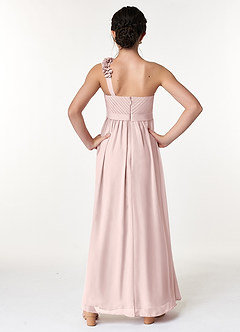 Azazie Flower Junior Blushing Pink A-Line Pleated Chiffon Dress image2