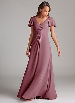 Azazie Soren Bridesmaid Dresses Vintage Mauve A-Line Ruched Chiffon Dress image5