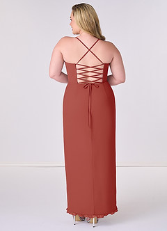 Barbie ♥ Azazie Bridesmaid Dresses Terracotta Sheath Corset Chiffon Dress image7