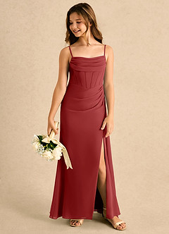 Azazie Moxie Girls Formal Sukienki dla dziewczynek sypiących kwiaty Linia A Koronka Szyfon Długość podłogi Sukienka image5
