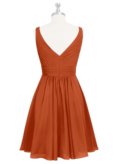 Azazie Grace Vestidos de damas de honor Vestido de Naranja Quemada de Gasa de Corte en A con Plisado image8