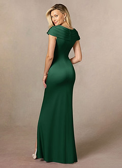 Azazie Anderson vestidos de madre de la novia Vestido de Verde Oscuro de Satén Elástico de Corte En A con Plisado image5