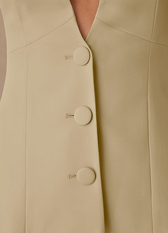 front Elara Champagne Refined Weave Tailored Blazer