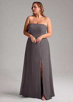 Azazie Wren Bridesmaid Dresses Steel Grey A-Line Side Slit Chiffon Convertible Dress image10