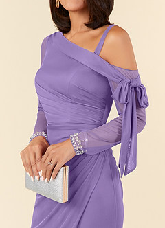 Azazie Marna Mother of the Bride Dresses Tahiti Sheath One Shoulder Mesh Dress image4