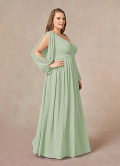 Azazie Gypsy Mother of the Bride Dresses Dusty Sage A-Line V-Neck Sequins Chiffon Dress image9