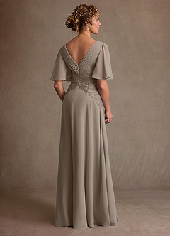 Azazie Milliat Abiti per la Madre della Sposa Abito A-Line in Chiffon Pizzo Taupe image3