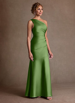 Azazie Haifa Klänningar till brudens mor Klä Sjöjungfru i Stretch Satin Ena axeln Basilika image3