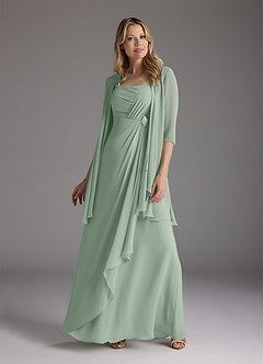 Azazie Weisz Mother of the Bride Dresses Agave A-Line Square Neckline Pleated Chiffon Dress image1