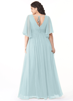 Azazie Temeka Bridesmaid Dresses Mist A-Line Ruched Chiffon Dress image9