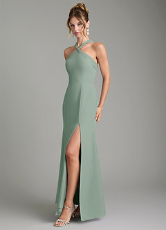 Azazie Rue Bridesmaid Dresses Silver Sage A-Line Halter Chiffon Dress image5