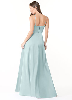 Azazie Halsey Brautjungfernkleider Etui Seitliche Cut-Outs Stretch-Satin Kleid Nebel image2