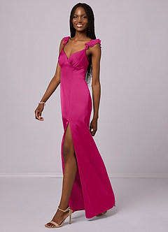 Barbie ♥ Azazie Bridesmaid Dresses Barbie Pink Sheath Stretch Satin Dress image1