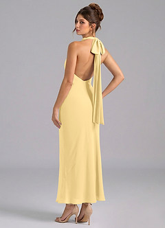 Azazie Velli Brautjungfernkleider Meerjungfrau-Linie Hoher Kragen Chiffon Kleid Butter image6