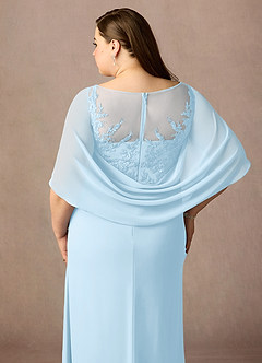 Azazie Hera Mother of the Bride Dresses Sky Blue A-Line Lace Capelet Chiffon Dress image12