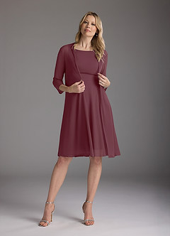 Azazie Sunny Mother of the Bride Dresses Cabernet A-Line Pleated Mesh Dress image2