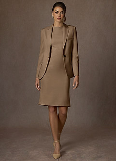 front Charlotte Truffle Refined Weave Dress