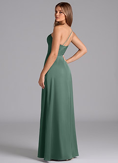 Azazie Trina Bridesmaid Dresses Eucalyptus A-Line One Shoulder Stretch Satin Dress image6