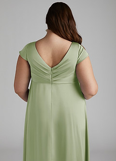 Azazie Allessia Robes de demoiselle d'honneur de maternité Robe Trapèze Plissée Longueur ras du sol Satin extensible image12