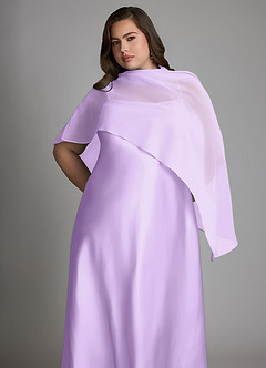 Azazie Jaleesa Robes de demoiselle d'honneur Robe Fourreau en Satin extensible Col haut Lilas image13