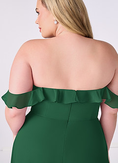 Barbie ♥ Azazie Final Sale Dark Green A-Line Off the Shoulder Chiffon Convertible Dress image11
